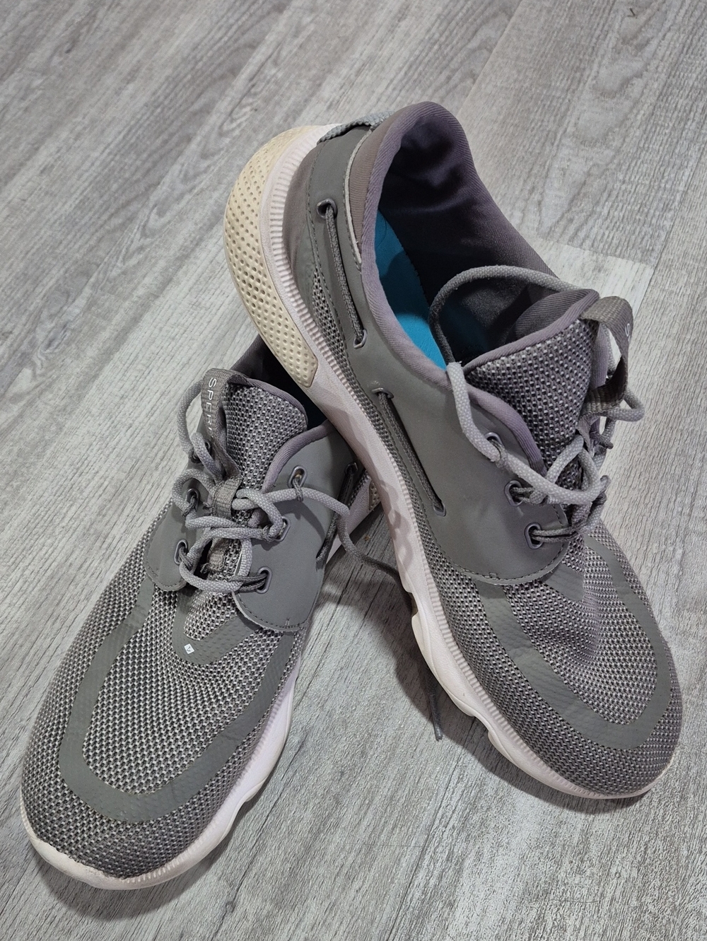 Sperry Men's Gray Mesh Lace-Up Sneakers with White Sole